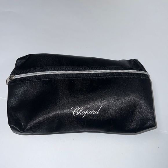 Chopard Black Satin Zip Pouch Clutch Makeup Bag - Picture 1 of 5
